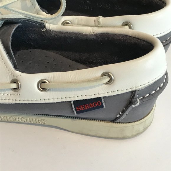 Women's Sebago Boat Shoes Gray/blue/white - Picture 5 of 9